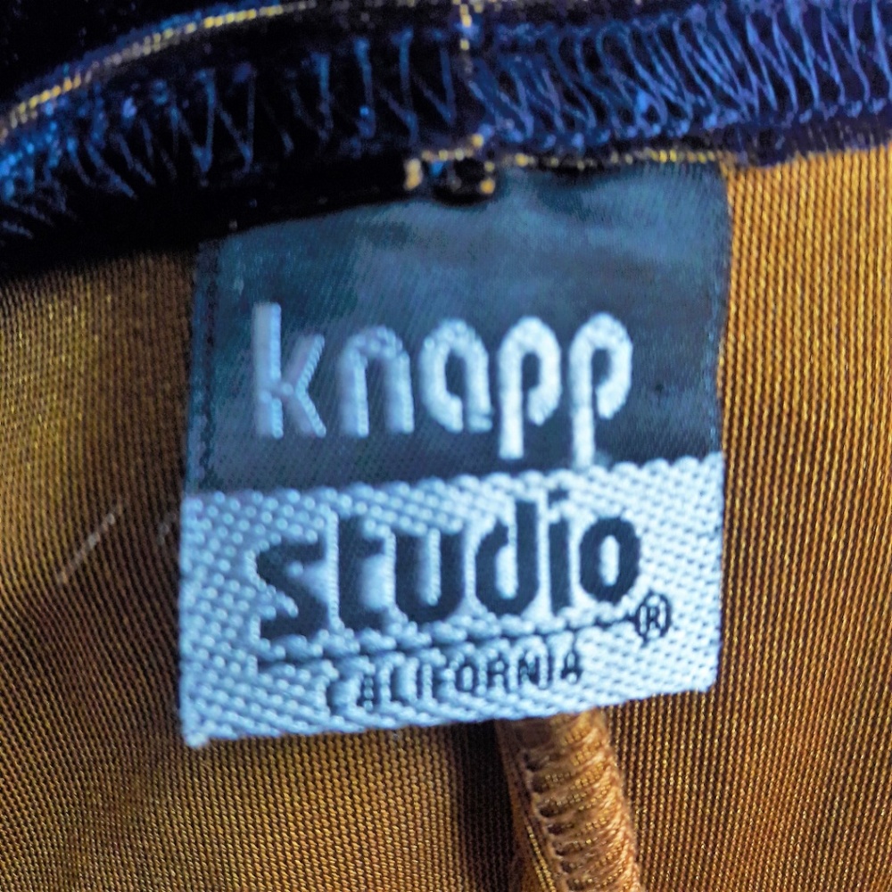 VeLVeT Vintage 90s Illusion Maxi Dress Sheath Knapp Studio Navy Gold Floral - Picture 5 of 6